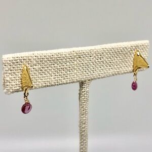 Alexis Bittar 14k Gold plated Pink Tourmaline Drop Earrings